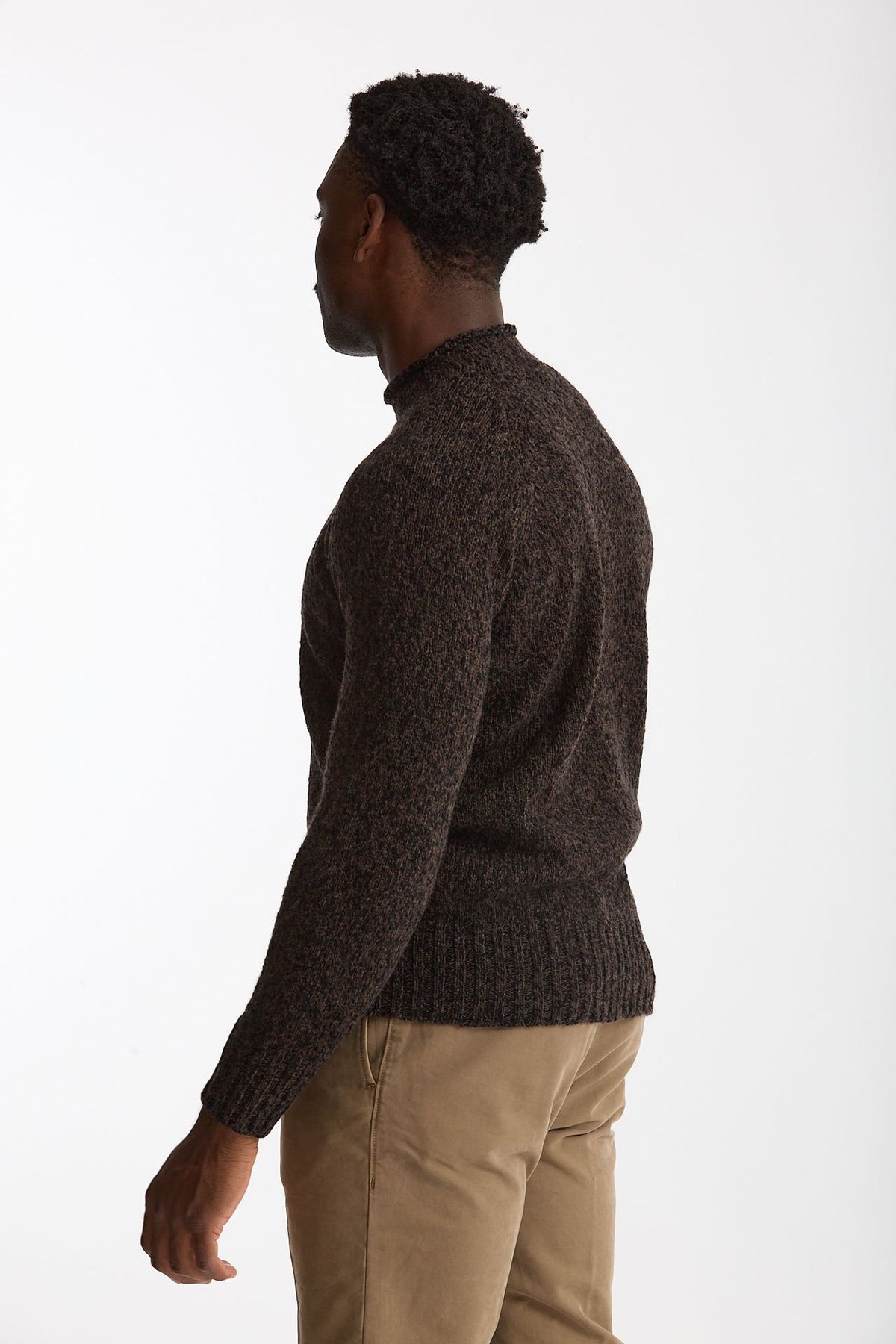 Maglia in lambswool Moulinè marrone e nero men Drumohr - 2