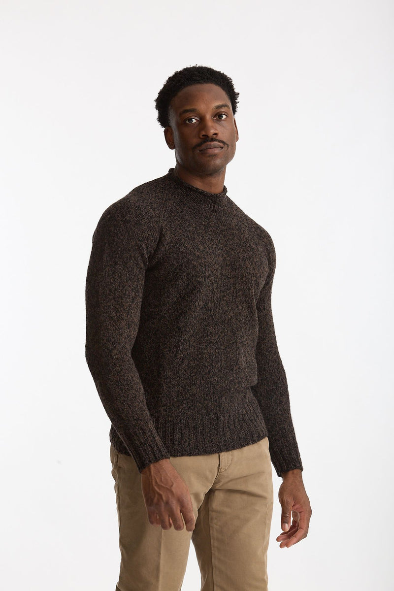 Maglia in lambswool Moulinè marrone e nero men Drumohr - 4