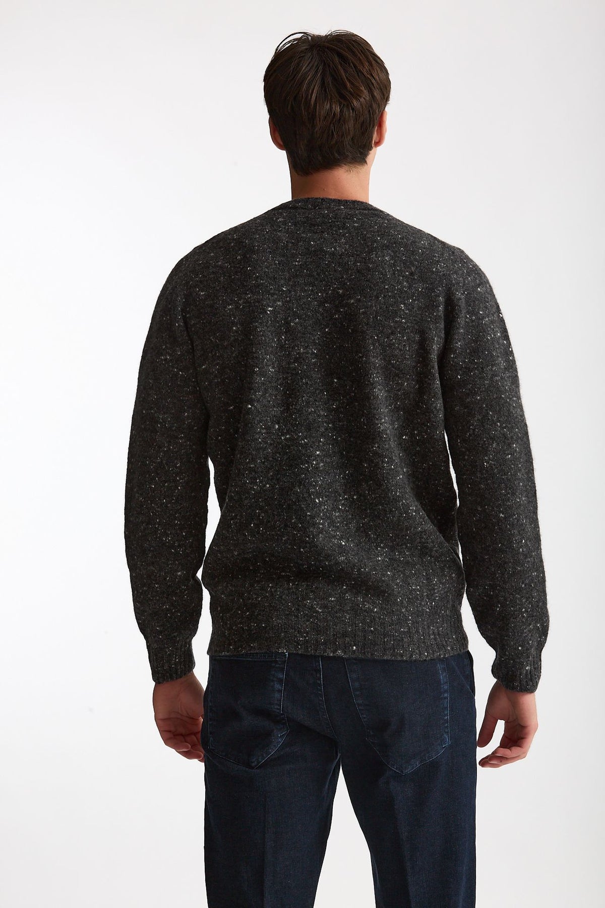 Maglia girocollo in lana e cashmere Tweed grigio men Drumohr - 4