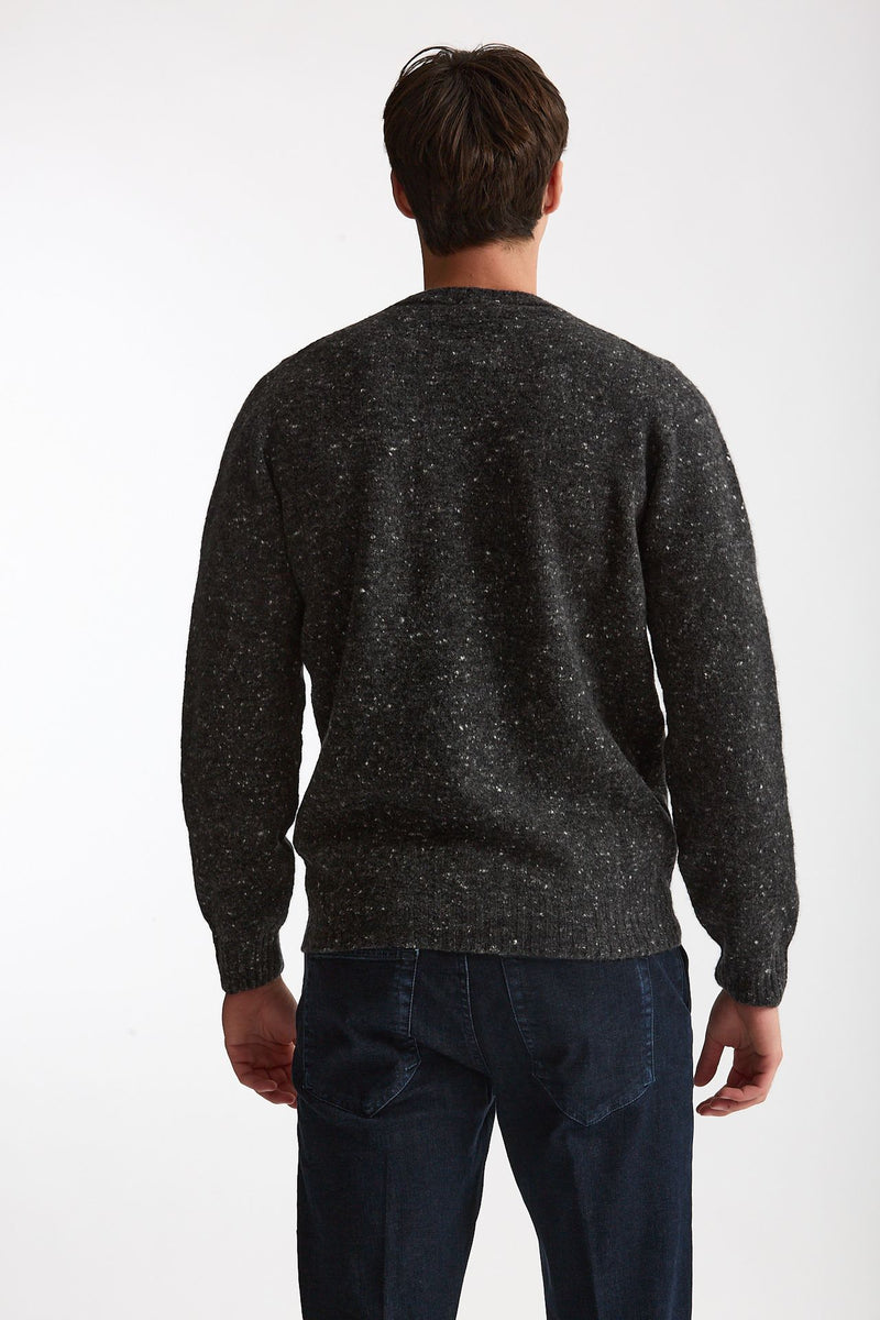 Maglia girocollo in lana e cashmere Tweed grigio men Drumohr - 4