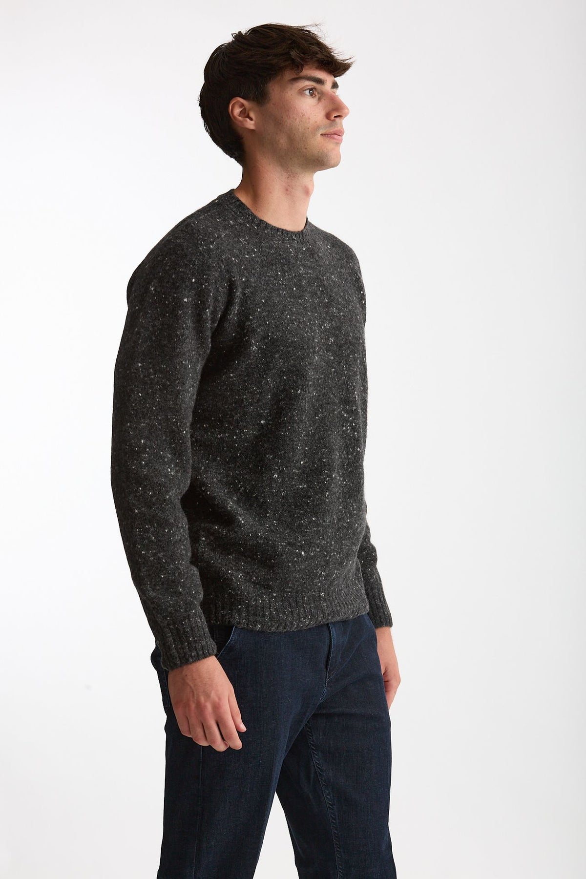 Maglia girocollo in lana e cashmere Tweed grigio men Drumohr - 1