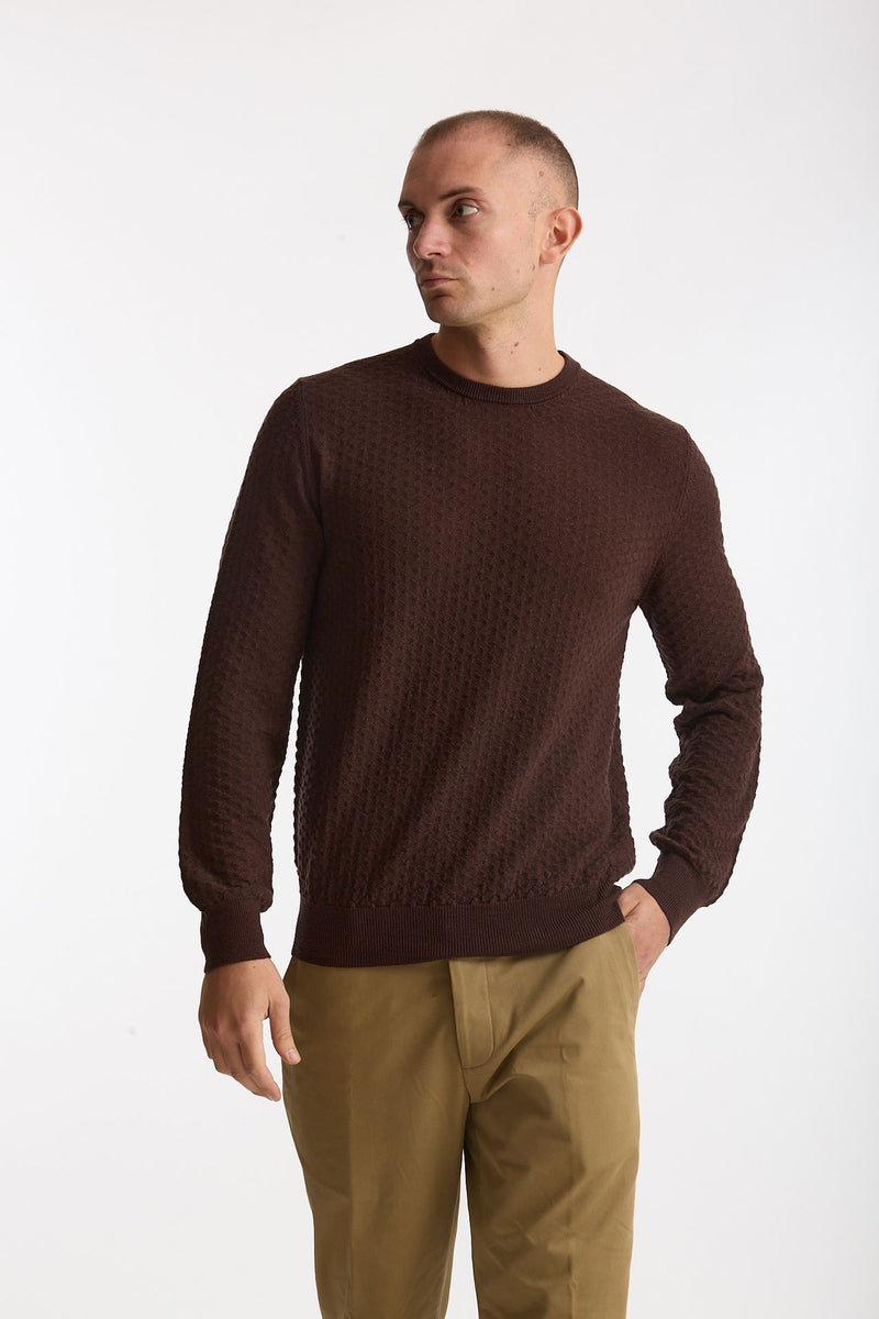 Maglia in lana marrone microlavorata men Drumohr - 1