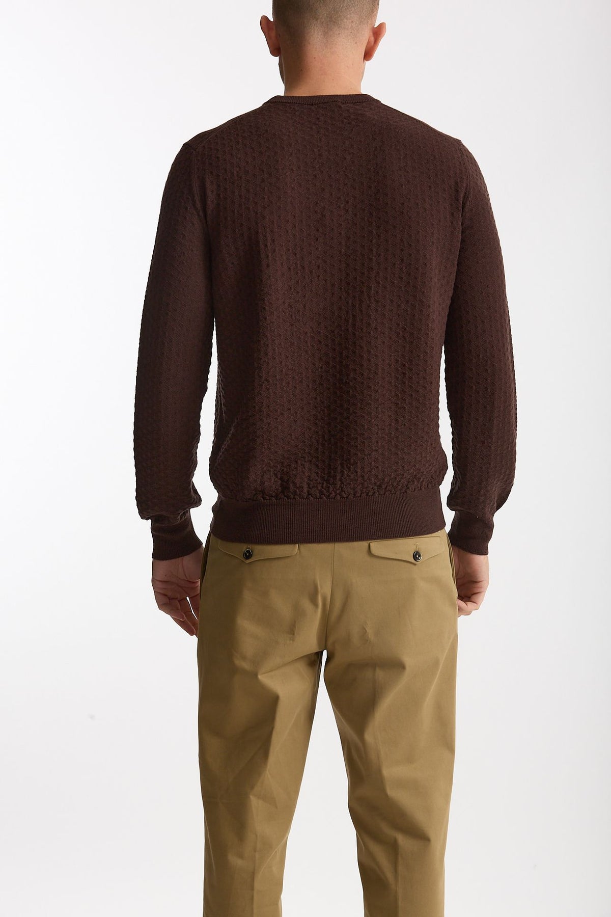 Maglia in lana marrone microlavorata men Drumohr - 3