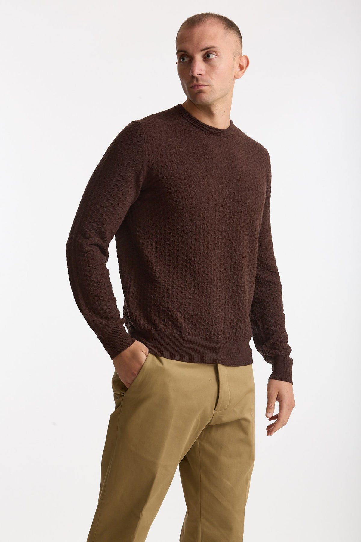 Maglia in lana marrone microlavorata men Drumohr - 4