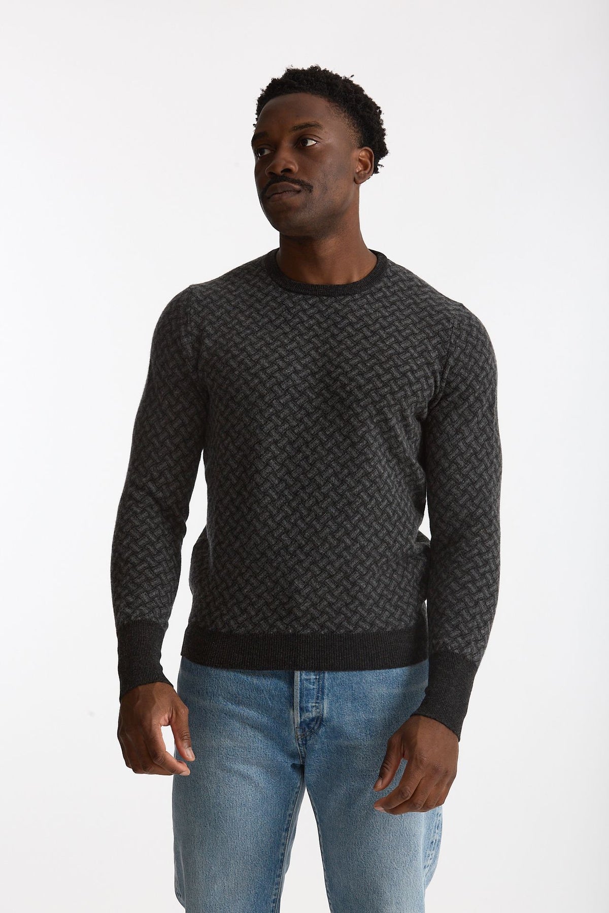 Maglia in cashmere fantasia grigio e antracite men Drumohr - 2