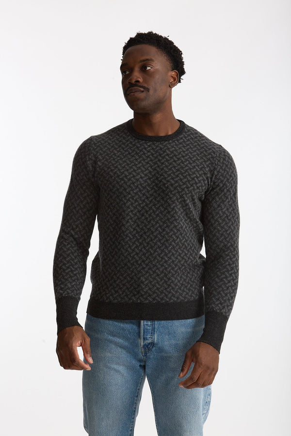 Maglia in cashmere fantasia grigio e antracite men Drumohr