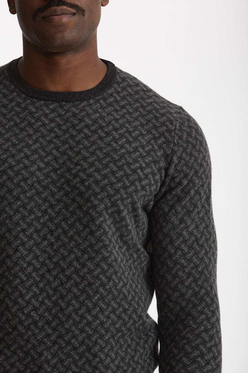 Maglia in cashmere fantasia grigio e antracite men Drumohr - 5