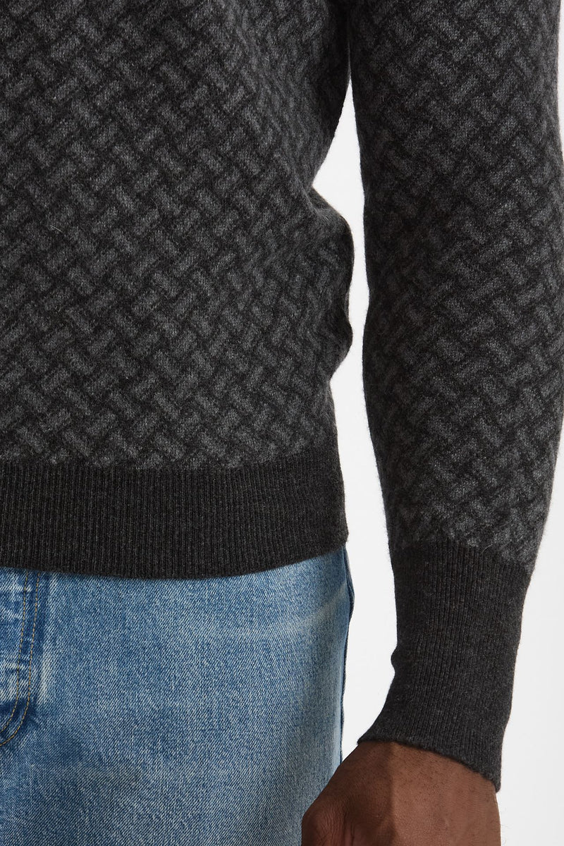 Maglia in cashmere fantasia grigio e antracite men Drumohr - 6