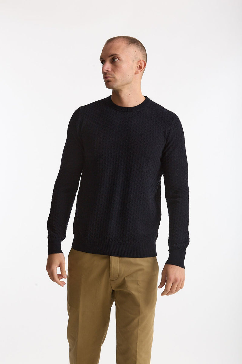 Maglia in lana blu microlavorazione men Drumohr - 1