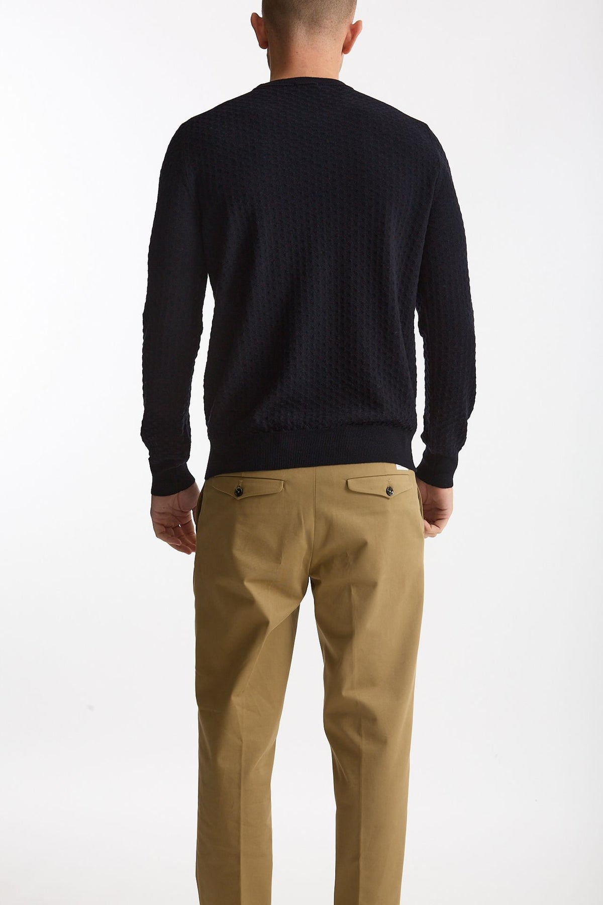 Maglia in lana blu microlavorazione men Drumohr - 3