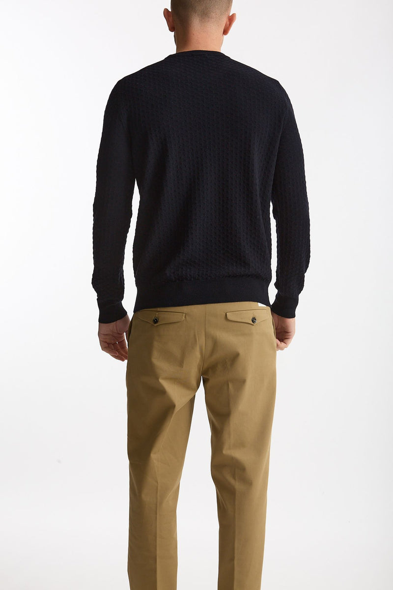 Maglia in lana blu microlavorazione men Drumohr - 3
