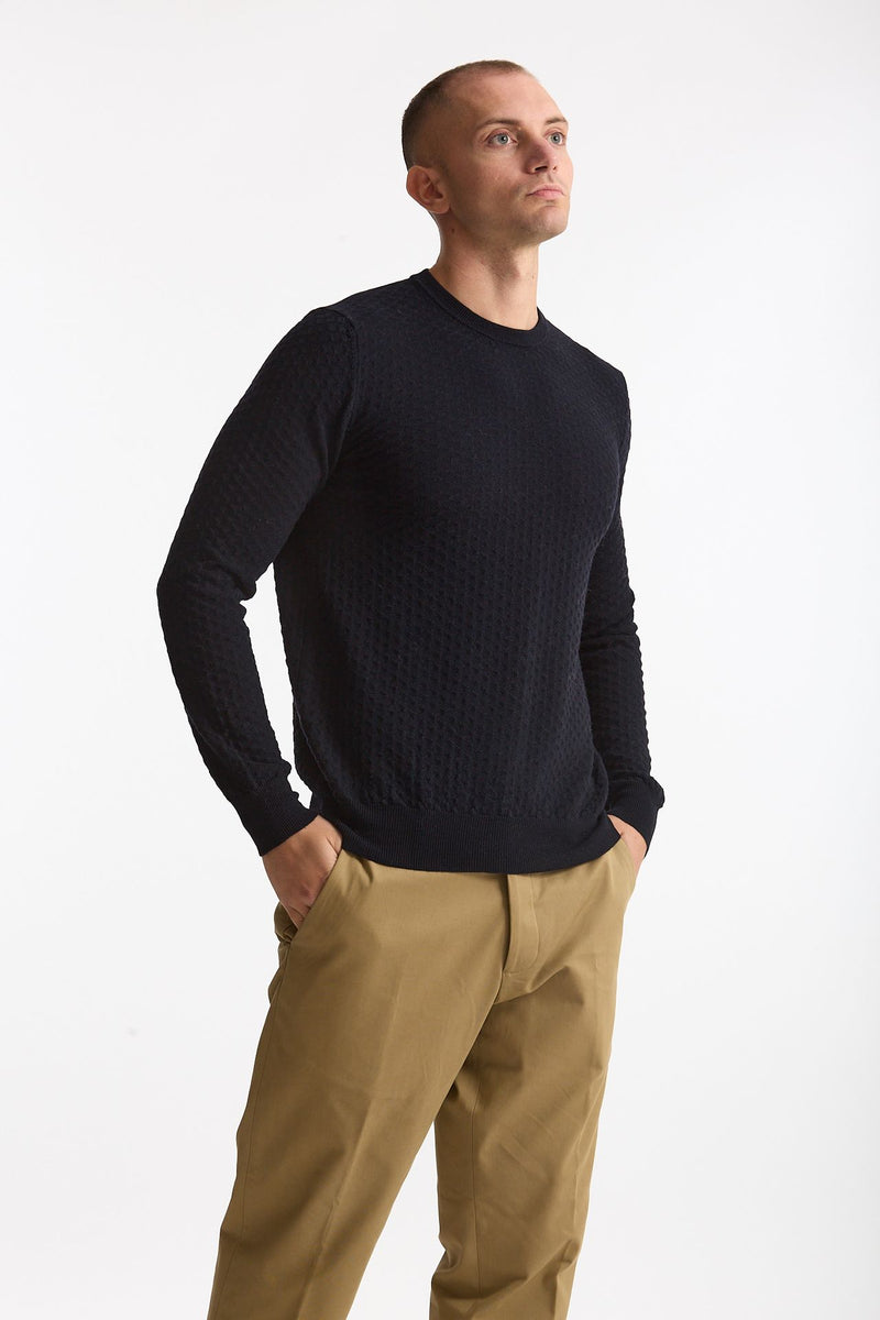Maglia in lana blu microlavorazione men Drumohr - 4