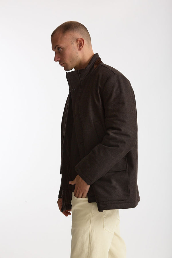 Piumino tre quarti marrone men Fay