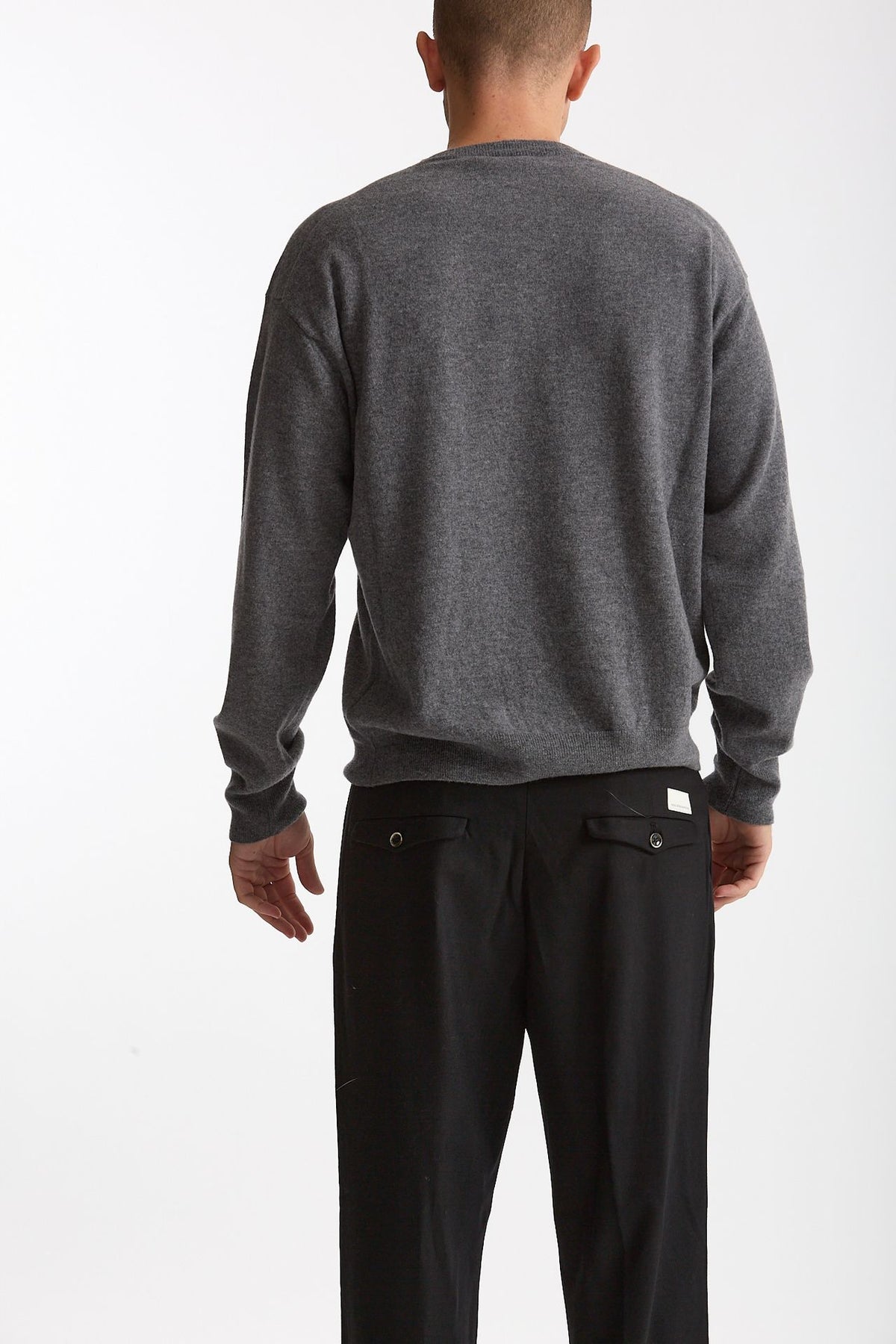 Maglia serafino in lana grigio men Grifoni - 4
