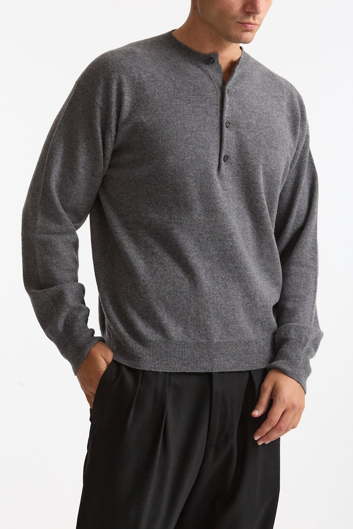 Maglia serafino in lana grigio men Grifoni - 1