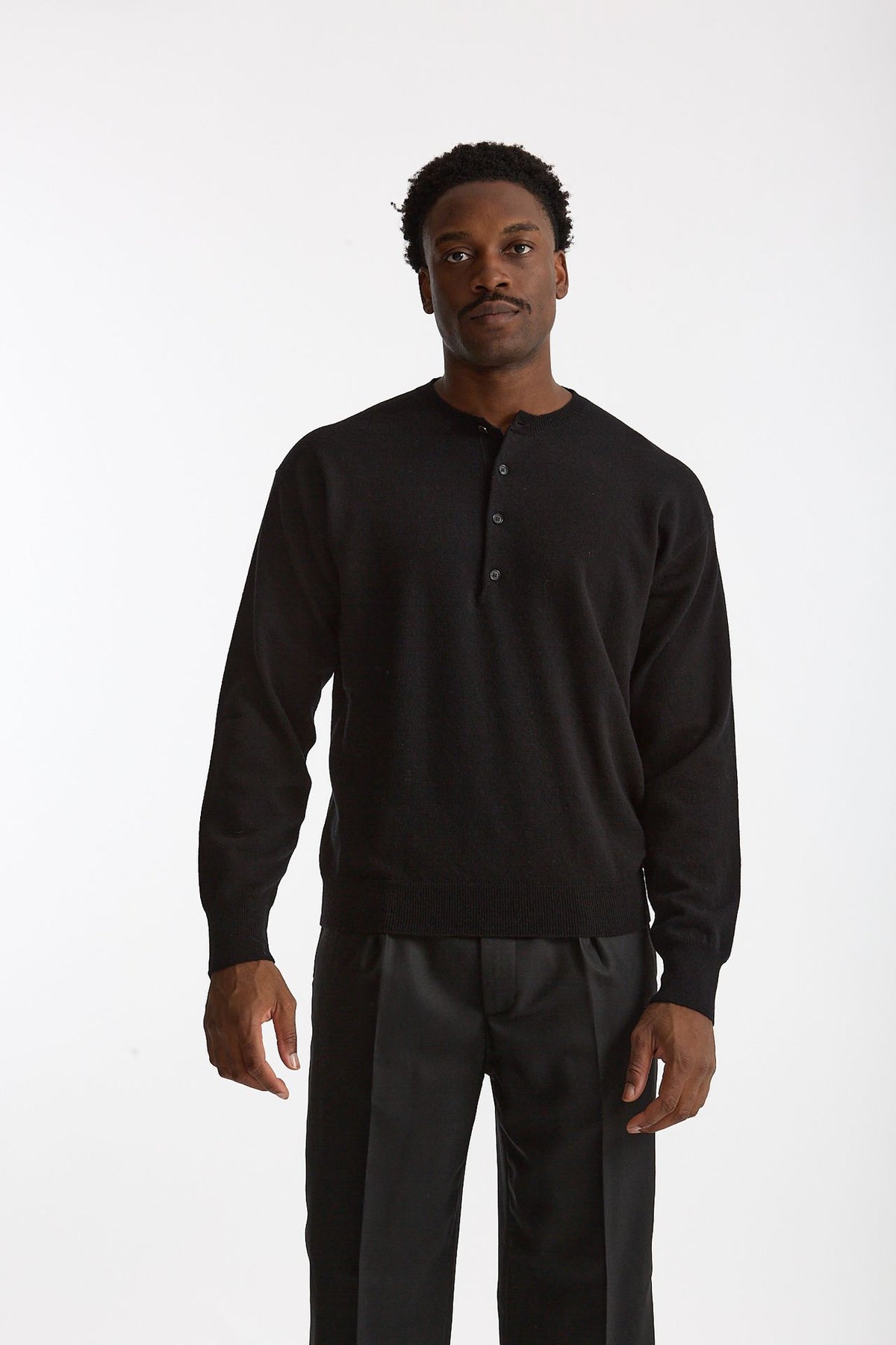 Maglia serafino in lana nero men Grifoni - 4