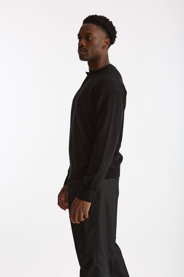 Maglia serafino in lana nero men Grifoni