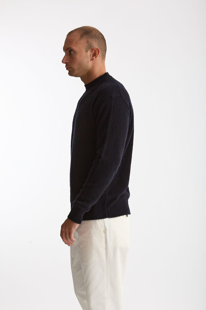 Maglia girocollo in lana bouclè blu men Grifoni - 3