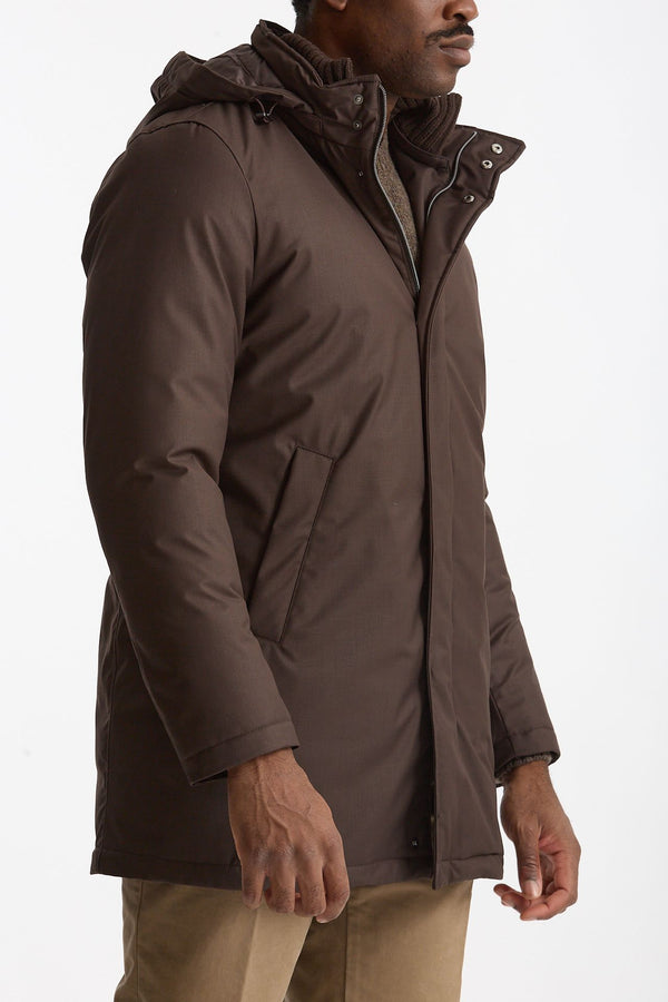 Parka imbottito in nylon marrone men Herno
