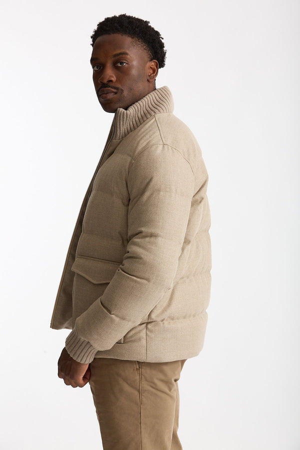 Piumino esterno in lana e seta beige men Herno