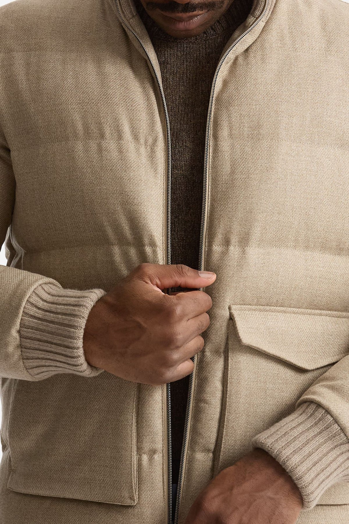 Piumino esterno in lana e seta beige men Herno - 6