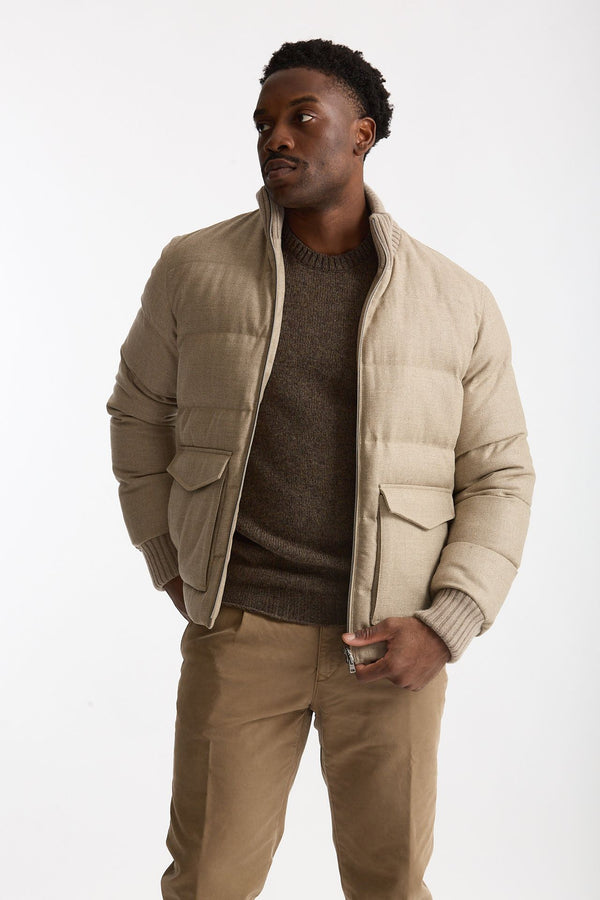 Piumino esterno in lana e seta beige men Herno