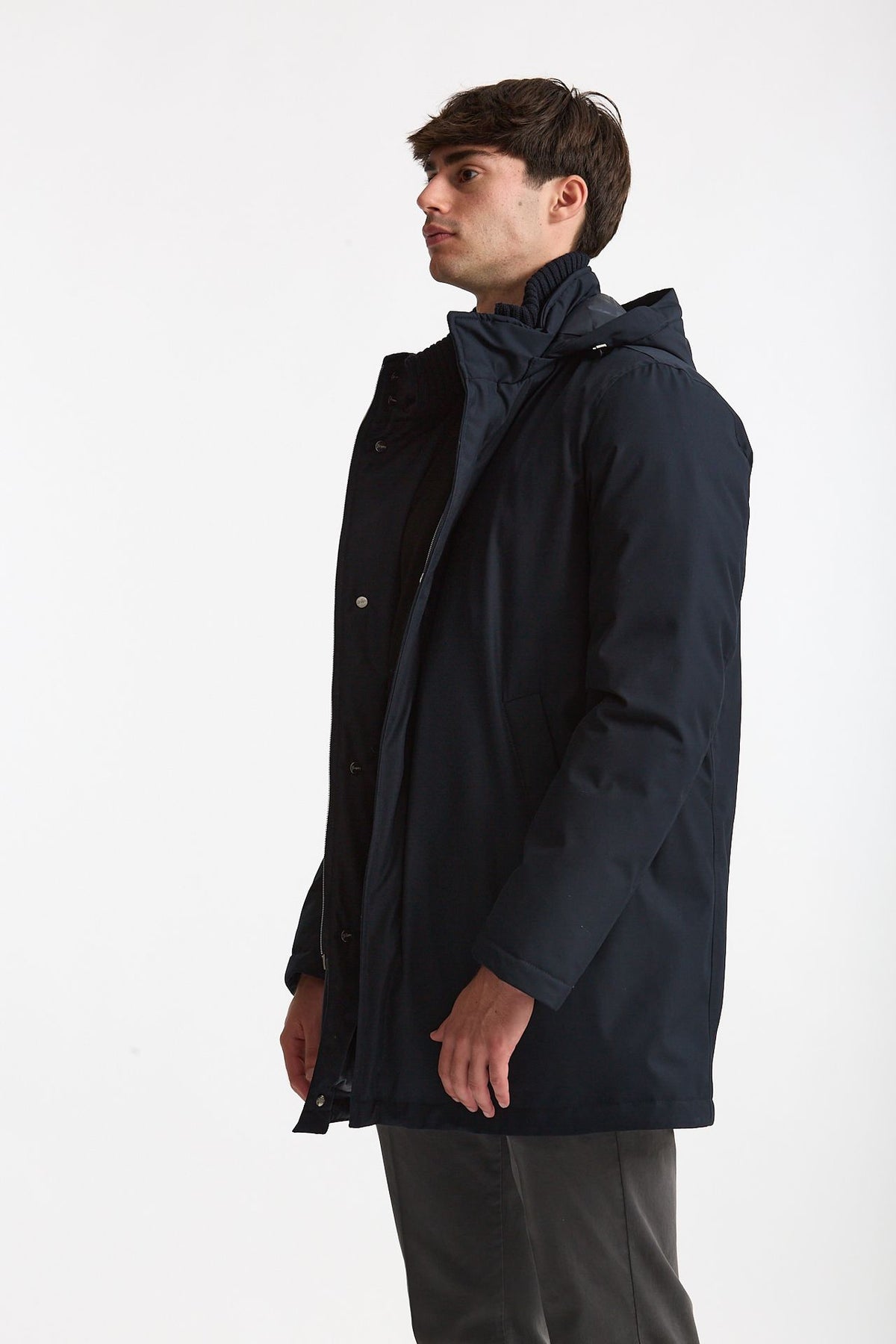 Parka in nylon e viscosa blu men Herno - 4