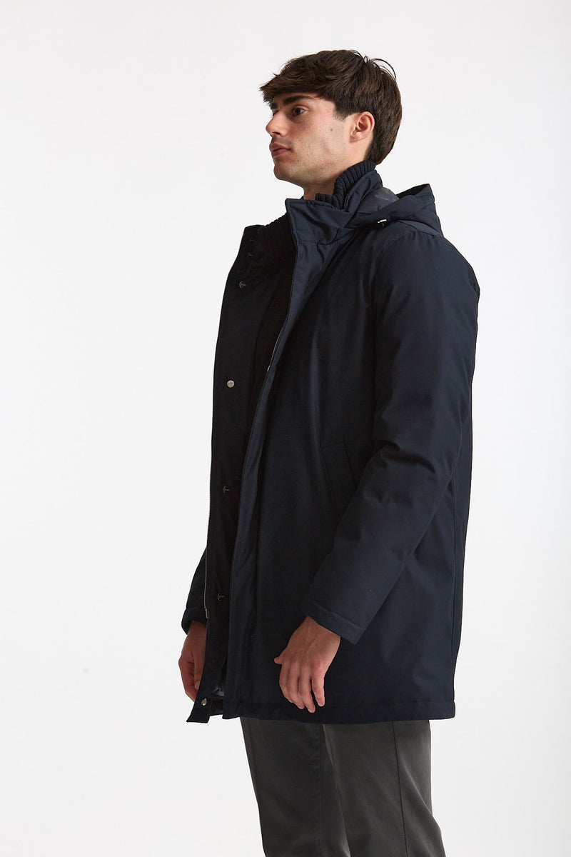 Parka in nylon e viscosa blu men Herno - 4