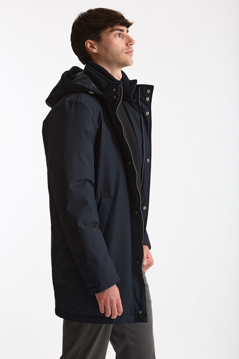 Parka in nylon e viscosa blu men Herno - 1