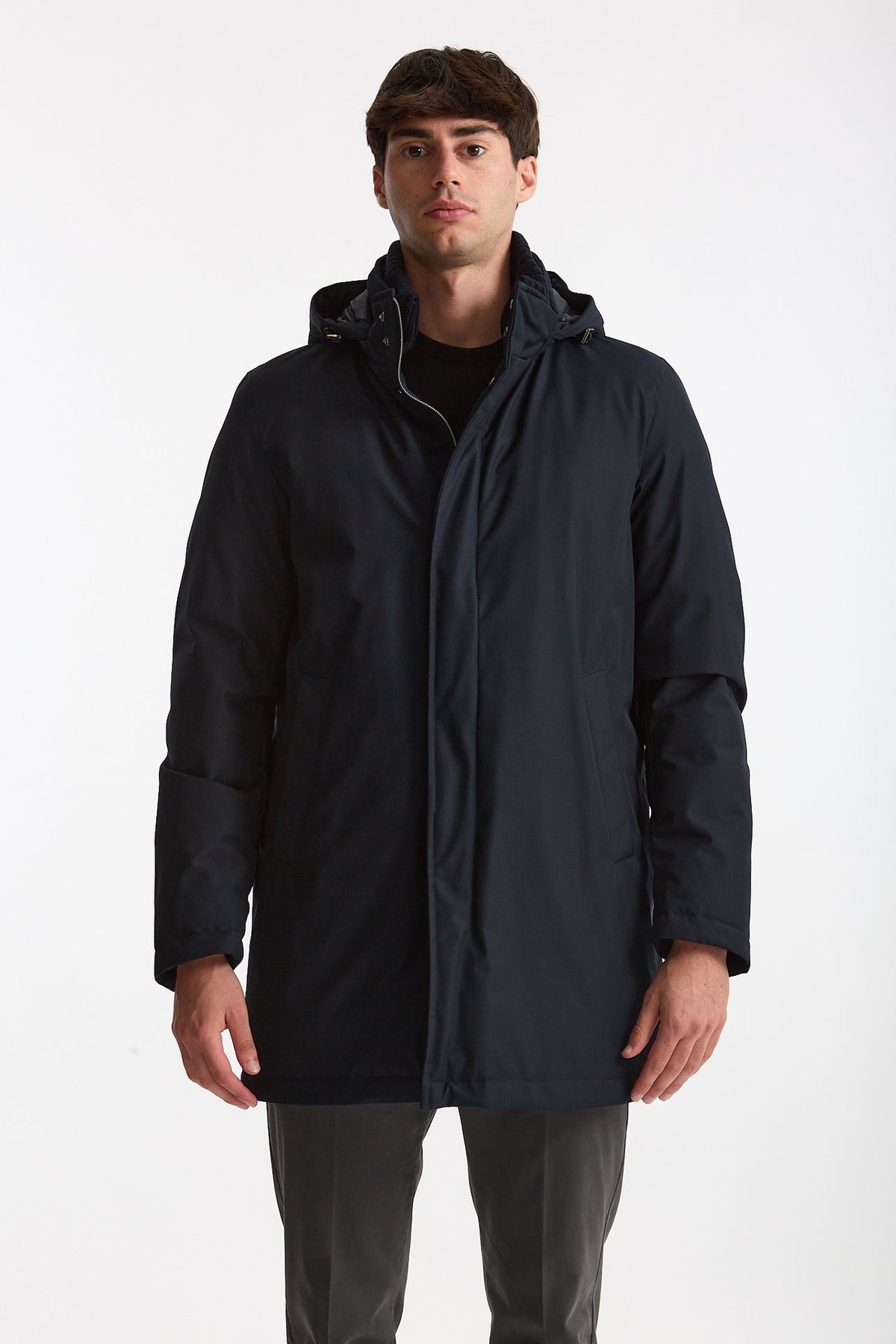 Parka in nylon e viscosa blu men Herno - 2