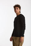 Maglia girocollo in lana rasata nero men Hosio - 4