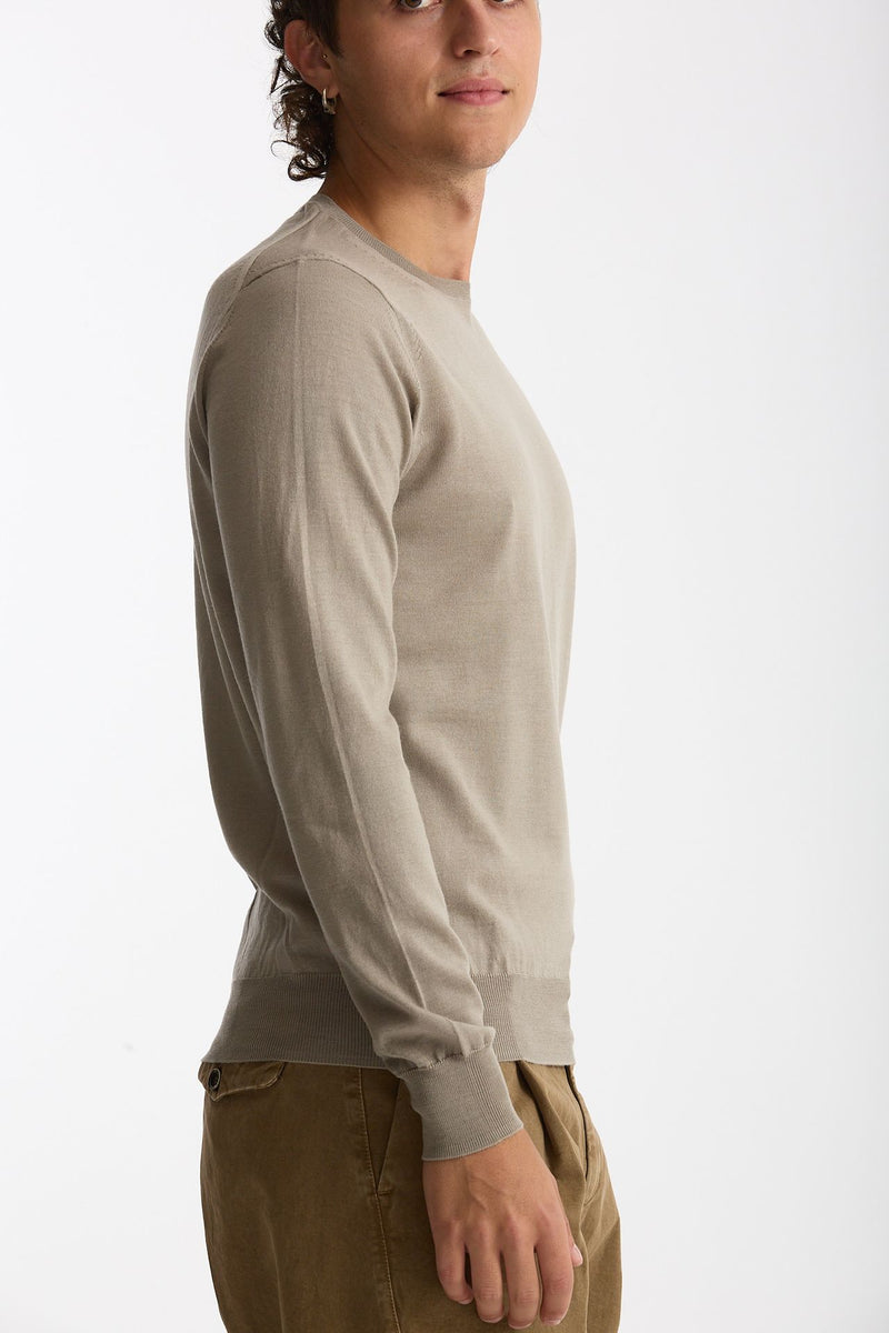 Maglia girocollo in lana rasata tortora men Hosio - 3