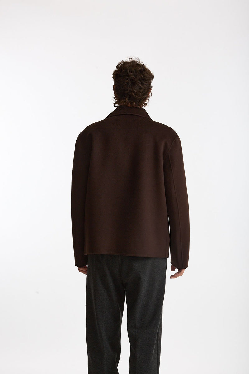 Overshirt Full zip in lana marrone men Hosio - 3