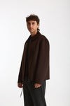 Overshirt Full zip in lana marrone men Hosio - 4