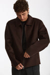 Overshirt Full zip in lana marrone men Hosio - 5
