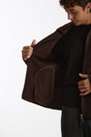 Overshirt Full zip in lana marrone men Hosio - 7