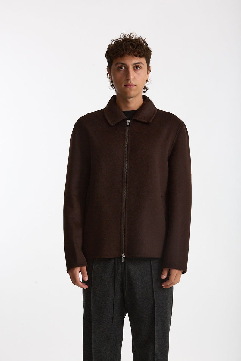 Overshirt Full zip in lana marrone men Hosio - 8