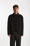 Overshirt Full zip in lana nero men Hosio - 2