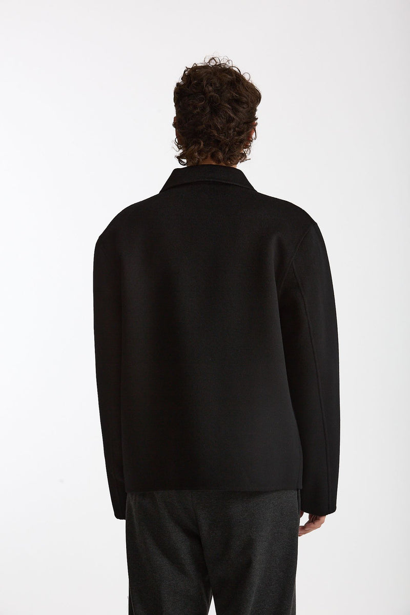 Overshirt Full zip in lana nero men Hosio - 4