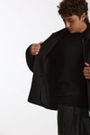 Overshirt Full zip in lana nero men Hosio - 5