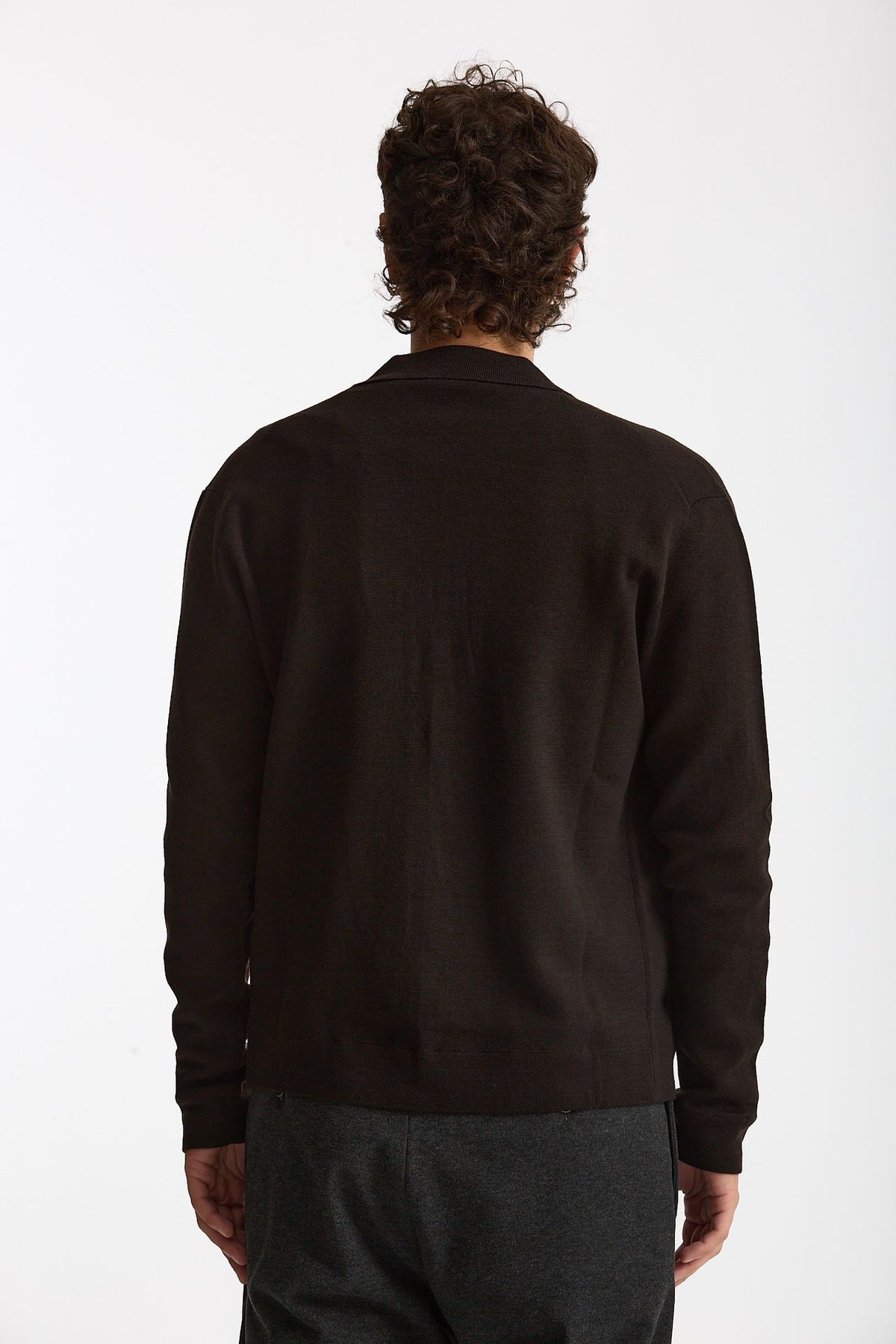 Maglia Full zip in lana merino marrone men Hosio - 3