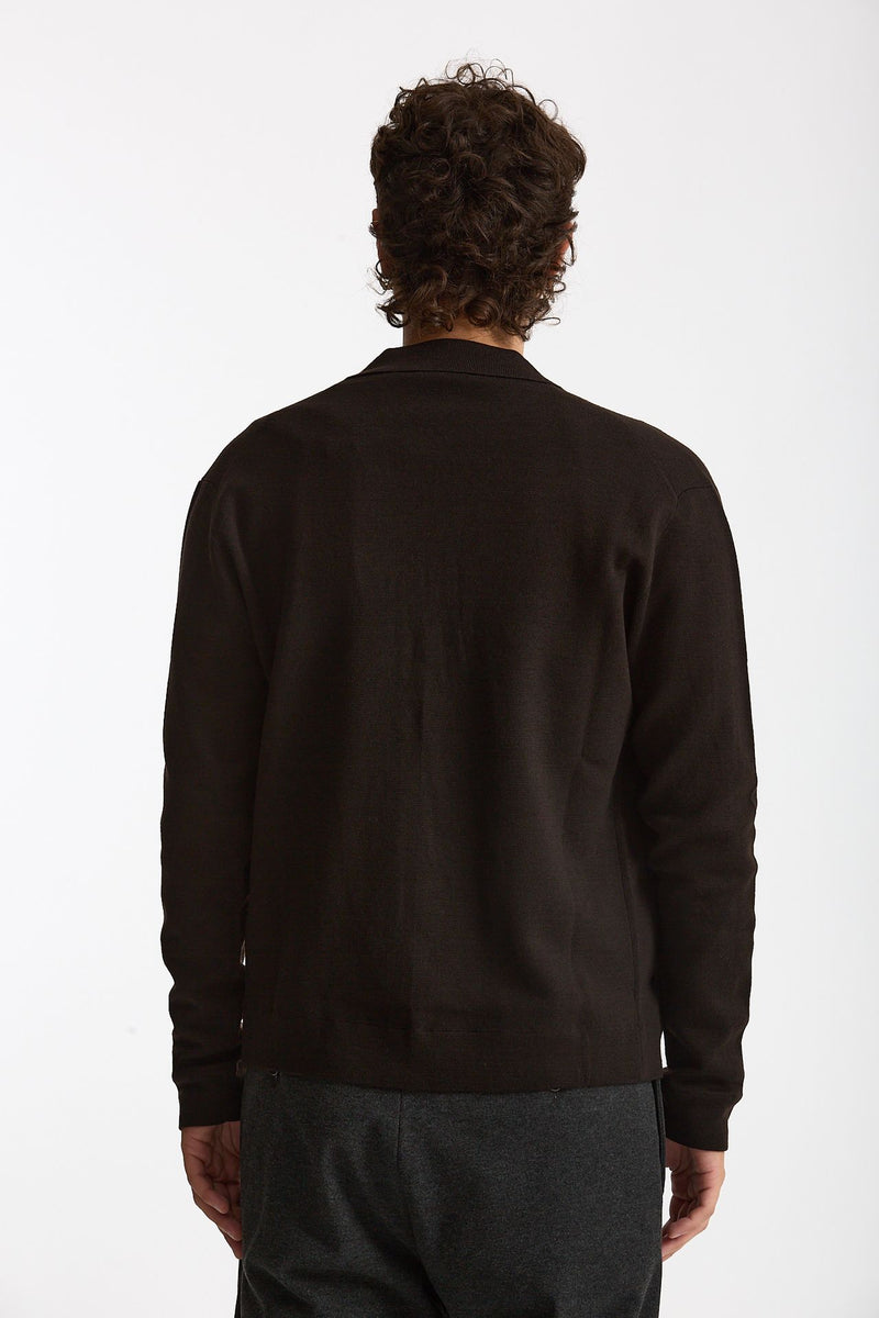 Maglia Full zip in lana merino marrone men Hosio - 3