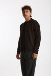 Maglia Full zip in lana merino marrone men Hosio - 4