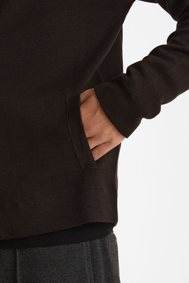 Maglia Full zip in lana merino marrone men Hosio - 5