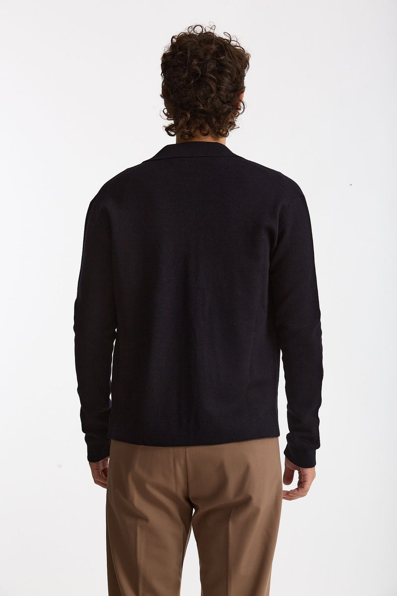 Maglia full zip in lana merino blu men Hosio - 4