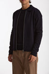 Maglia full zip in lana merino blu men Hosio - 1