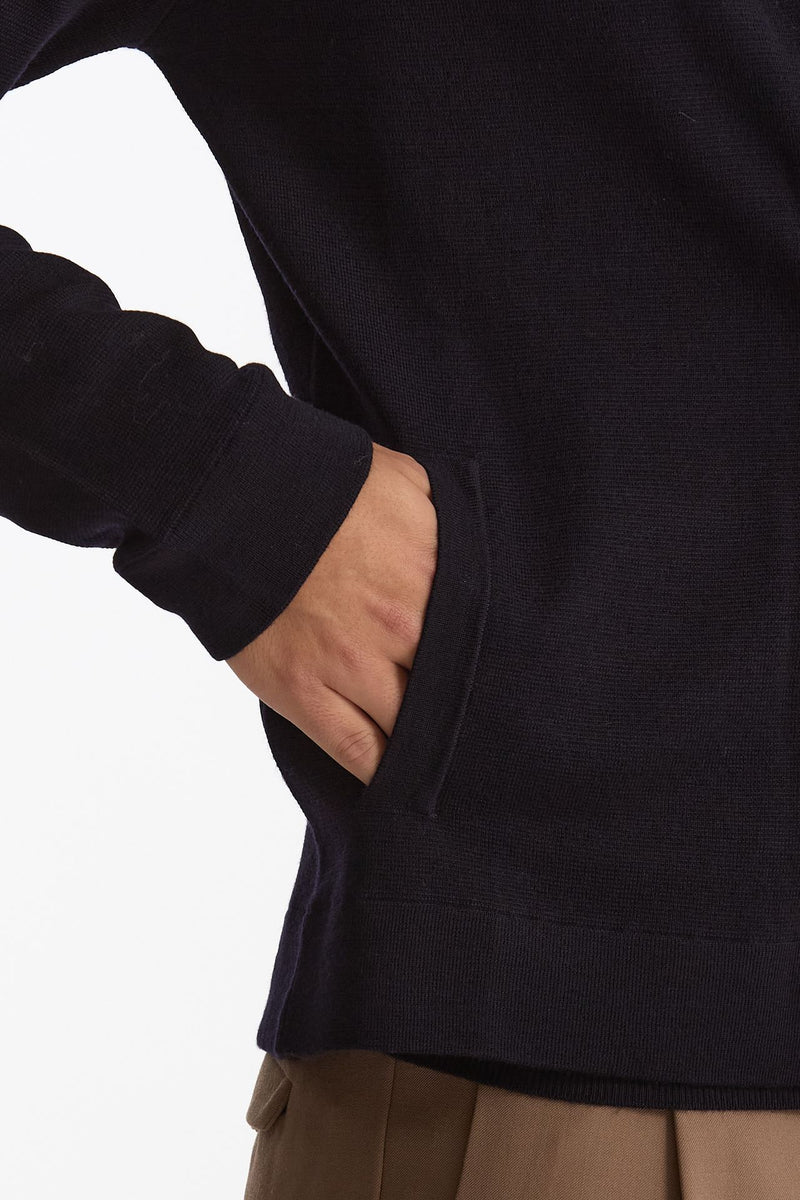 Maglia full zip in lana merino blu men Hosio - 5