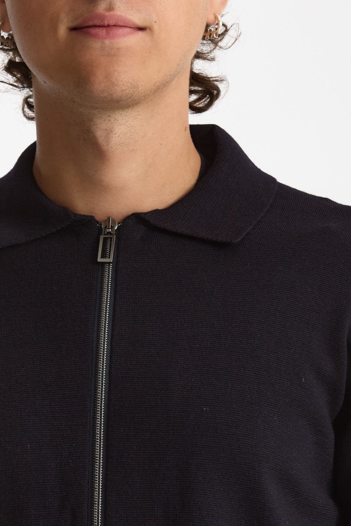 Maglia full zip in lana merino blu men Hosio - 8