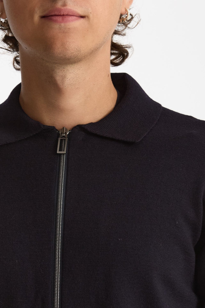 Maglia full zip in lana merino blu men Hosio - 8