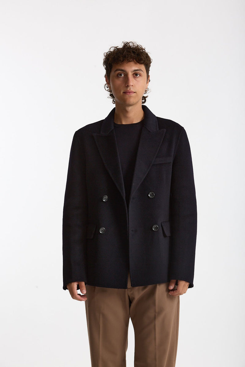 Giacca doppiopetto in lana blu men Hosio - 2